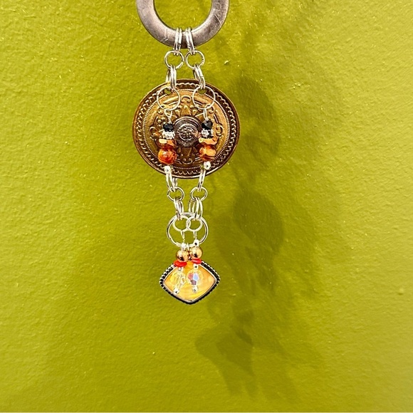 OOAK Assemblage Art Gold & Silver Medallion Pedant Necklace Handmade Steampunk - Picture 8 of 16